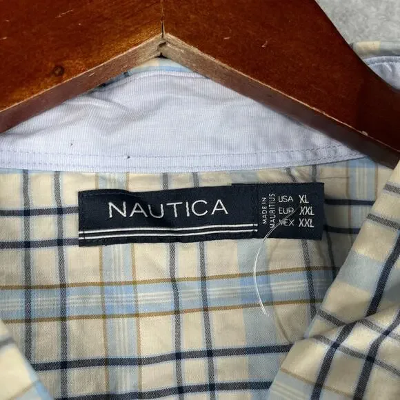 Nautica Cool Breeze Blue Plaid Shirt Pocket Button Up Long Sleeve Mens New NWT - Picture 7 of 13